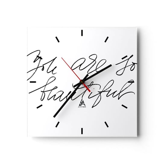 Zegar ścienny - Naprawdę, uwierz… - 40x40cm - Typografia Afirmacja Maksyma - Kwadratowy zegar ścienny - Nowoczeny Stylowy Zegar do salonu do kuchni - Cichy i Modny zegar ARTTOR