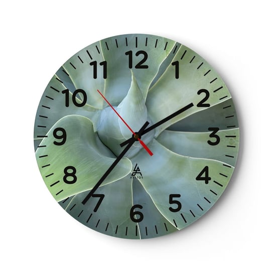 Zegar ścienny - Narodziny zieleni - 30x30cm - Sukulent Agawa Botanika - Okrągły zegar ścienny - Nowoczeny Stylowy Zegar do salonu do kuchni - Cichy i Modny zegar ARTTOR