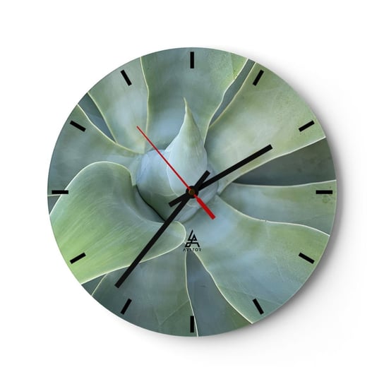 Zegar ścienny - Narodziny zieleni - 40x40cm - Sukulent Agawa Botanika - Okrągły zegar ścienny - Nowoczeny Stylowy Zegar do salonu do kuchni - Cichy i Modny zegar ARTTOR
