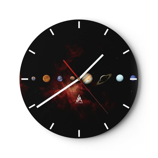 Zegar ścienny - Nasza okolica - 30x30cm - Układ Słoneczny Planety Kosmos - Okrągły zegar na szkle - Nowoczeny Stylowy Zegar do salonu do kuchni - Cichy i Modny zegar ARTTOR