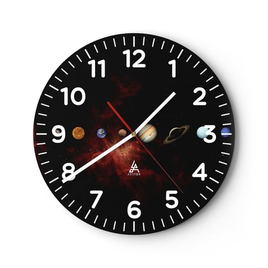 Zegar ścienny - Nasza okolica - 30x30cm - Układ Słoneczny Planety Kosmos - Okrągły zegar ścienny - Nowoczeny Stylowy Zegar do salonu do kuchni - Cichy i Modny zegar ARTTOR
