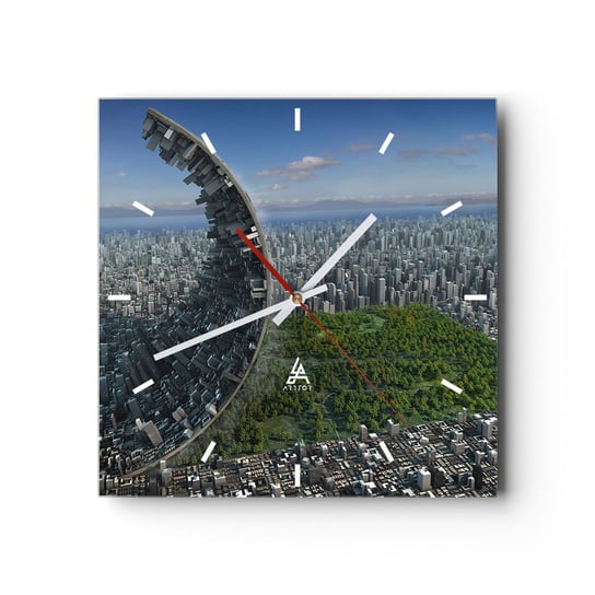 Zegar ścienny - Natura jest wieczna - 30x30cm - Abstrakcja Architektura Projekt - Kwadratowy zegar na szkle - Nowoczeny Stylowy Zegar do salonu do kuchni - Cichy i Modny zegar ARTTOR