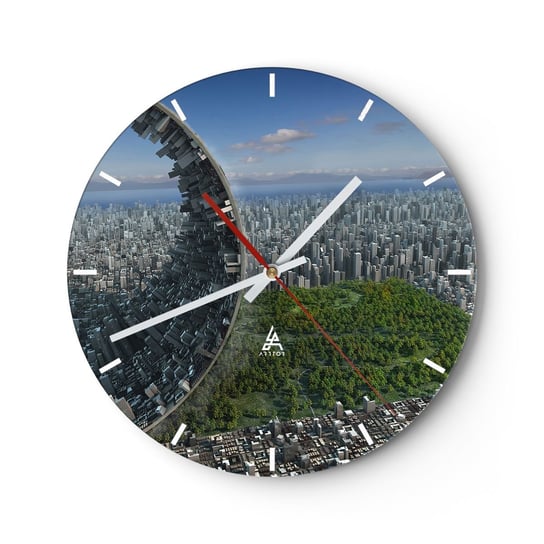 Zegar ścienny - Natura jest wieczna - 30x30cm - Abstrakcja Architektura Projekt - Okrągły zegar na szkle - Nowoczeny Stylowy Zegar do salonu do kuchni - Cichy i Modny zegar ARTTOR
