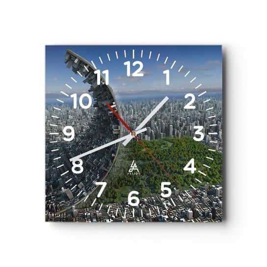 Zegar ścienny - Natura jest wieczna - 40x40cm - Abstrakcja Architektura Projekt - Kwadratowy zegar szklany - Nowoczeny Stylowy Zegar do salonu do kuchni - Cichy i Modny zegar ARTTOR