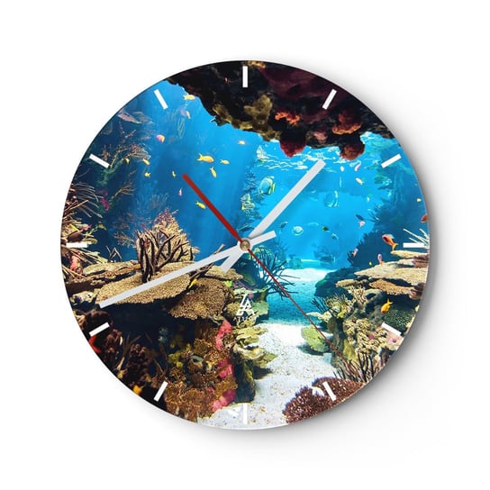 Zegar ścienny - Nawet ci się nie śniło - 40x40cm - Rafa Koralowa Podwodny Świat Ryby - Okrągły zegar ścienny - Nowoczeny Stylowy Zegar do salonu do kuchni - Cichy i Modny zegar ARTTOR