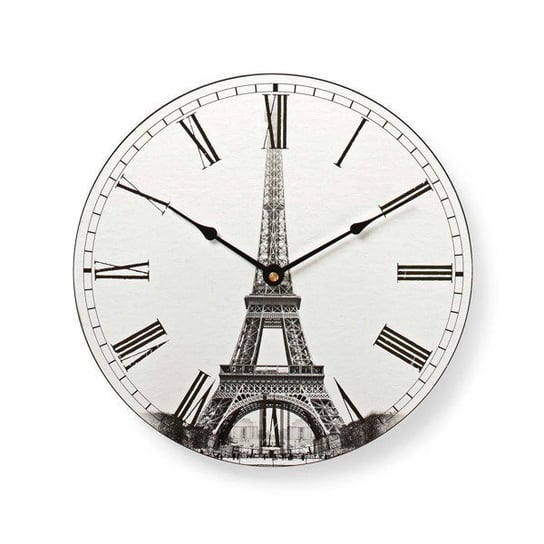 Zegar ścienny NEDIS Wieża Eifla, biało-czarny, 30 cm Nedis