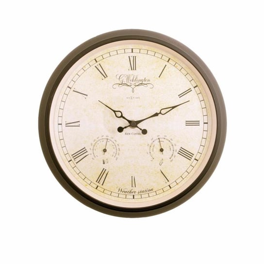 Zegar ścienny NEXTIME Aaltje Weather Station, czarny, 25 cm Nextime