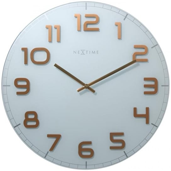 Zegar ścienny NEXTIME Classy Large, biało-miedziany Nextime