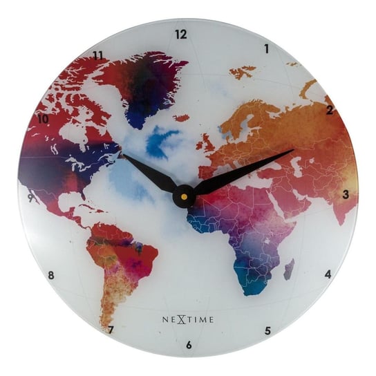 Zegar ścienny NEXTIME Colorful World, biały, 43x5 cm Nextime