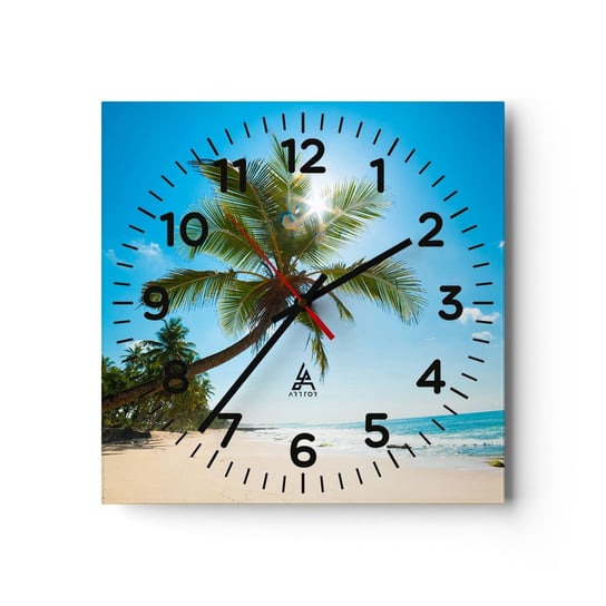 Zegar ścienny - Nie pokazywać nikomu - 30x30cm - Krajobraz Plaża Palma Kokosowa - Kwadratowy zegar ścienny - Nowoczeny Stylowy Zegar do salonu do kuchni - Cichy i Modny zegar ARTTOR