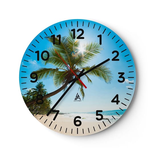 Zegar ścienny - Nie pokazywać nikomu - 30x30cm - Krajobraz Plaża Palma Kokosowa - Okrągły zegar ścienny - Nowoczeny Stylowy Zegar do salonu do kuchni - Cichy i Modny zegar ARTTOR
