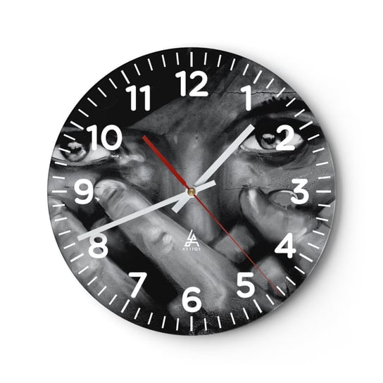 Zegar ścienny - Nie powiem, kto namalował - 30x30cm - Kobieta Oczy Graffiti - Okrągły zegar ścienny - Nowoczeny Stylowy Zegar do salonu do kuchni - Cichy i Modny zegar ARTTOR