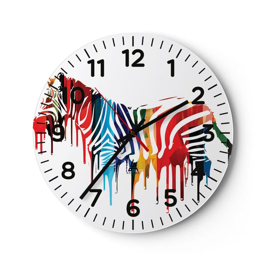 Zegar ścienny - Nie tylko czarno-biały - 30x30cm - Abstrakcja Zebra Grafika - Okrągły zegar ścienny - Nowoczeny Stylowy Zegar do salonu do kuchni - Cichy i Modny zegar ARTTOR