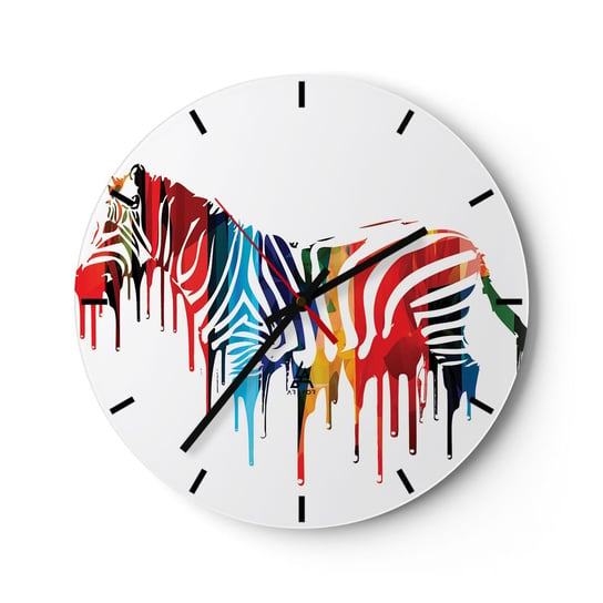 Zegar ścienny - Nie tylko czarno-biały - 40x40cm - Abstrakcja Zebra Grafika - Okrągły zegar ścienny - Nowoczeny Stylowy Zegar do salonu do kuchni - Cichy i Modny zegar ARTTOR