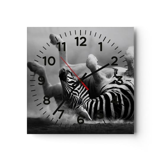Zegar ścienny - Nie tylko koń by się uśmiał - 30x30cm - Zwierzęta Zebra Natura - Kwadratowy zegar ścienny - Nowoczeny Stylowy Zegar do salonu do kuchni - Cichy i Modny zegar ARTTOR