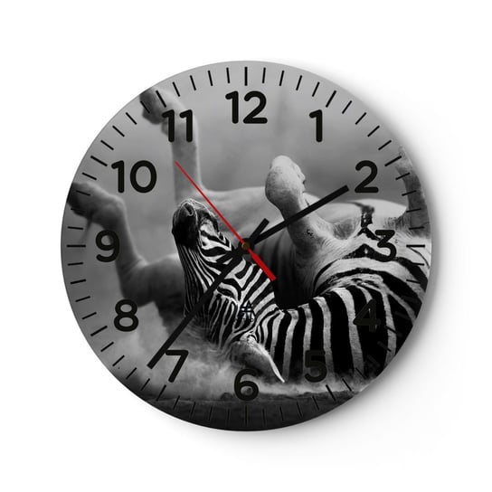 Zegar ścienny - Nie tylko koń by się uśmiał - 30x30cm - Zwierzęta Zebra Natura - Okrągły zegar ścienny - Nowoczeny Stylowy Zegar do salonu do kuchni - Cichy i Modny zegar ARTTOR