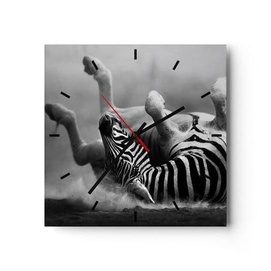 Zegar ścienny - Nie tylko koń by się uśmiał - 40x40cm - Zwierzęta Zebra Natura - Kwadratowy zegar ścienny - Nowoczeny Stylowy Zegar do salonu do kuchni - Cichy i Modny zegar ARTTOR