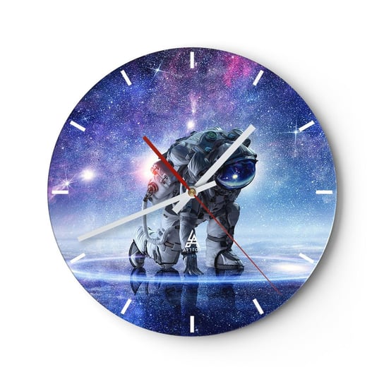 Zegar ścienny - Niebo gwiaździste nade mną - 40x40cm - Kosmonauta Kosmos Astronauta - Okrągły zegar ścienny - Nowoczeny Stylowy Zegar do salonu do kuchni - Cichy i Modny zegar ARTTOR