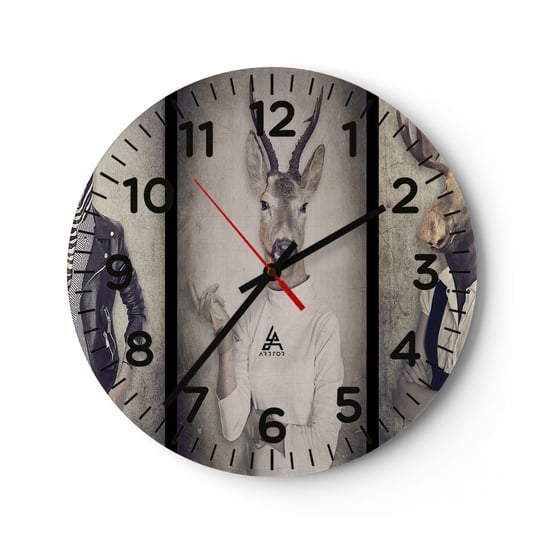 Zegar ścienny - Niech przemówią gesty - 40x40cm - Abstrakcja Fantasy Zebra - Okrągły zegar szklany - Nowoczeny Stylowy Zegar do salonu do kuchni - Cichy i Modny zegar ARTTOR