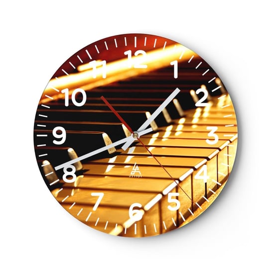 Zegar ścienny - Nieograniczone możliwości - 40x40cm - Muzyka Fortepian Instrument Muzyczny - Okrągły zegar szklany - Nowoczeny Stylowy Zegar do salonu do kuchni - Cichy i Modny zegar ARTTOR
