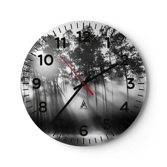 Zegar ścienny - Niepowstrzymane słońce - 30x30cm - Krajobraz Las Natura - Okrągły zegar ścienny - Nowoczeny Stylowy Zegar do salonu do kuchni - Cichy i Modny zegar ARTTOR