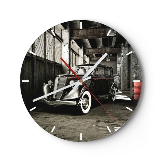 Zegar ścienny - Nieprzemijająca elegancja lat 30. - 40x40cm - Motoryzacja Samochód Retro Magazyn Fabryczny - Okrągły zegar ścienny - Nowoczeny Stylowy Zegar do salonu do kuchni - Cichy i Modny zegar ARTTOR