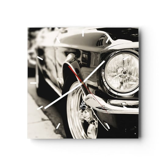Zegar ścienny - Nieprzemijający blask - 30x30cm - Auto Samochód Klasyczny - Kwadratowy zegar na szkle - Nowoczeny Stylowy Zegar do salonu do kuchni - Cichy i Modny zegar ARTTOR
