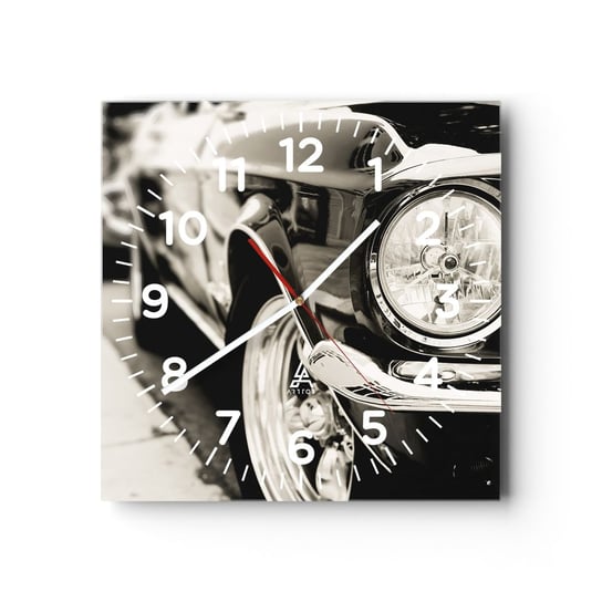Zegar ścienny - Nieprzemijający blask - 30x30cm - Auto Samochód Klasyczny - Kwadratowy zegar ścienny - Nowoczeny Stylowy Zegar do salonu do kuchni - Cichy i Modny zegar ARTTOR