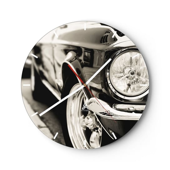 Zegar ścienny - Nieprzemijający blask - 30x30cm - Auto Samochód Klasyczny - Okrągły zegar na szkle - Nowoczeny Stylowy Zegar do salonu do kuchni - Cichy i Modny zegar ARTTOR