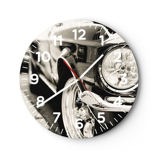 Zegar ścienny - Nieprzemijający blask - 40x40cm - Auto Samochód Klasyczny - Okrągły zegar szklany - Nowoczeny Stylowy Zegar do salonu do kuchni - Cichy i Modny zegar ARTTOR