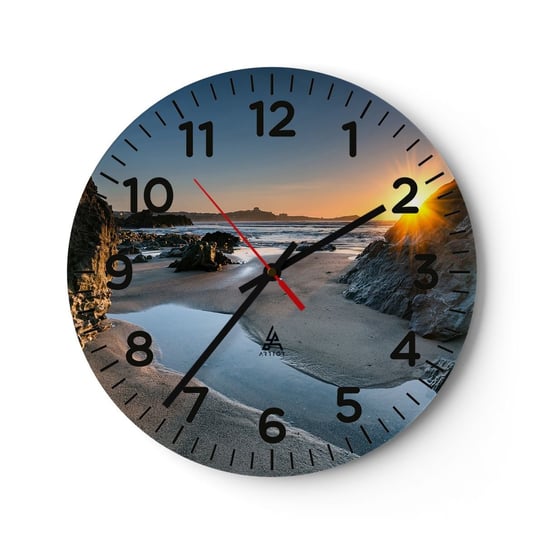 Zegar ścienny - Nietknięte ludzką ręką - 30x30cm - Krajobraz Plaża Wybrzeże Kornwalii - Okrągły zegar ścienny - Nowoczeny Stylowy Zegar do salonu do kuchni - Cichy i Modny zegar ARTTOR
