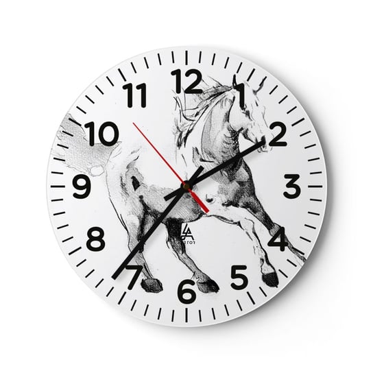 Zegar ścienny - Nieujarzmiona dusza - 30x30cm - Koń Zwierzęta Grafika - Okrągły zegar ścienny - Nowoczeny Stylowy Zegar do salonu do kuchni - Cichy i Modny zegar ARTTOR