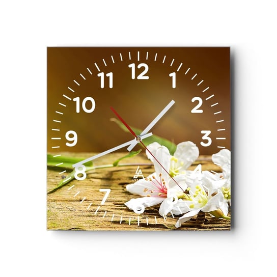 Zegar ścienny - Niewinna obietnica - 30x30cm - Kwiaty Bambus Spa - Kwadratowy zegar ścienny - Nowoczeny Stylowy Zegar do salonu do kuchni - Cichy i Modny zegar ARTTOR