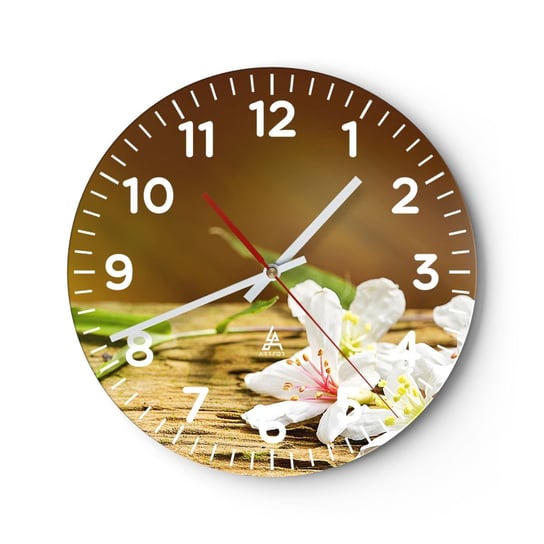 Zegar ścienny - Niewinna obietnica - 30x30cm - Kwiaty Bambus Spa - Okrągły zegar ścienny - Nowoczeny Stylowy Zegar do salonu do kuchni - Cichy i Modny zegar ARTTOR