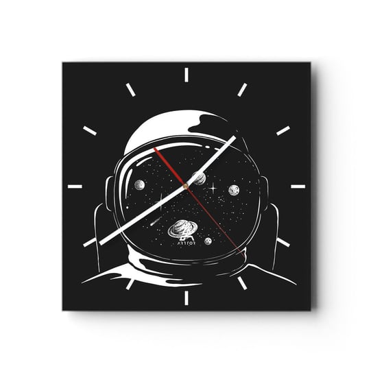 Zegar ścienny - Niezły widok - 40x40cm - Astronauta Kosmos Wszechświat - Kwadratowy zegar ścienny - Nowoczeny Stylowy Zegar do salonu do kuchni - Cichy i Modny zegar ARTTOR