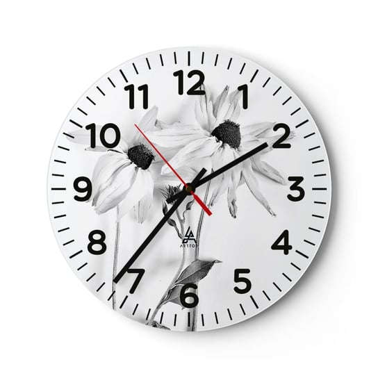 Zegar ścienny - Nikt nie chce być sam - 30x30cm - Kwiaty Czarno-Biały Natura - Okrągły zegar ścienny - Nowoczeny Stylowy Zegar do salonu do kuchni - Cichy i Modny zegar ARTTOR