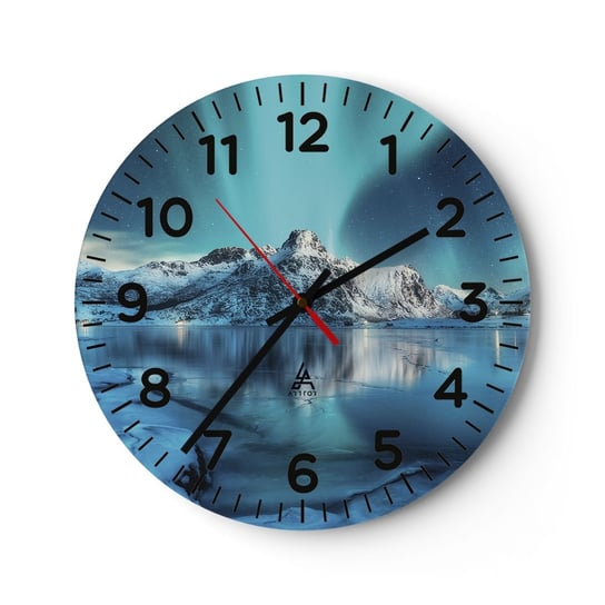 Zegar ścienny - Noc światła - 30x30cm - Zorza Polarna Norwegia Krajobraz - Okrągły zegar ścienny - Nowoczeny Stylowy Zegar do salonu do kuchni - Cichy i Modny zegar ARTTOR
