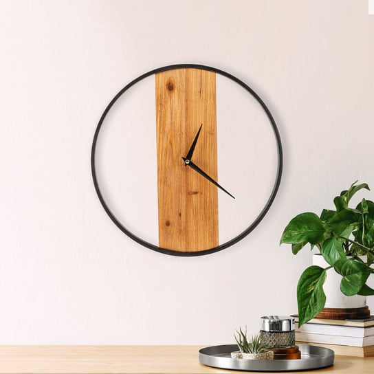 Zegar ścienny nowoczesny, duży 35x35, na ścianę drewniany Eurofirany