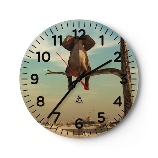 Zegar ścienny - Nowy punkt widzenia - 40x40cm - Abstrakcja Zwierzęta Słoń - Okrągły zegar szklany - Nowoczeny Stylowy Zegar do salonu do kuchni - Cichy i Modny zegar ARTTOR