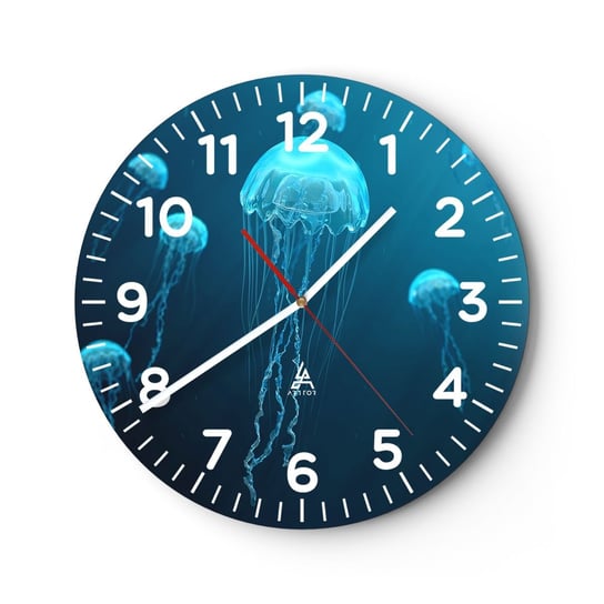 Zegar ścienny - Oceaniczny taniec - 30x30cm - Meduza Ocean Woda - Okrągły zegar ścienny - Nowoczeny Stylowy Zegar do salonu do kuchni - Cichy i Modny zegar ARTTOR