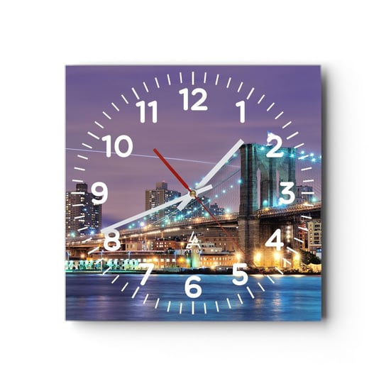 Zegar ścienny - Od wielu lat Brookliński Most - 30x30cm - Miasto Nowy Jork Most Brookliński - Kwadratowy zegar ścienny - Nowoczeny Stylowy Zegar do salonu do kuchni - Cichy i Modny zegar ARTTOR