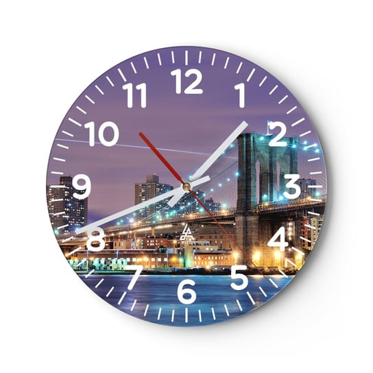 Zegar ścienny - Od wielu lat Brookliński Most - 30x30cm - Miasto Nowy Jork Most Brookliński - Okrągły zegar ścienny - Nowoczeny Stylowy Zegar do salonu do kuchni - Cichy i Modny zegar ARTTOR