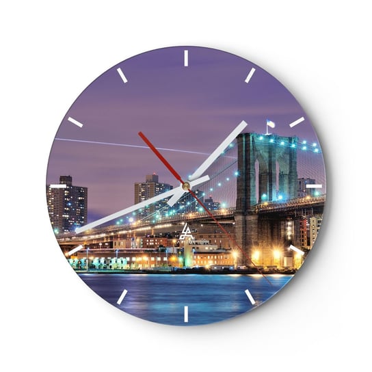 Zegar ścienny - Od wielu lat Brookliński Most - 40x40cm - Miasto Nowy Jork Most Brookliński - Okrągły zegar ścienny - Nowoczeny Stylowy Zegar do salonu do kuchni - Cichy i Modny zegar ARTTOR
