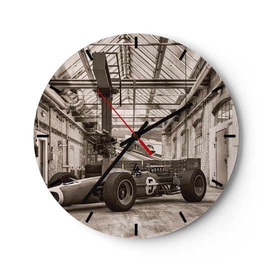 Zegar ścienny - Odpoczynek zwycięzcy - 40x40cm - Formuła 1 Retro Motoryzacja - Okrągły zegar ścienny - Nowoczeny Stylowy Zegar do salonu do kuchni - Cichy i Modny zegar ARTTOR