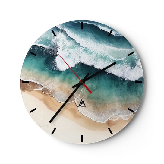 Zegar ścienny - Odwieczne spotkanie - 40x40cm - Brzeg Morza Plaża Morze - Okrągły zegar ścienny - Nowoczeny Stylowy Zegar do salonu do kuchni - Cichy i Modny zegar ARTTOR