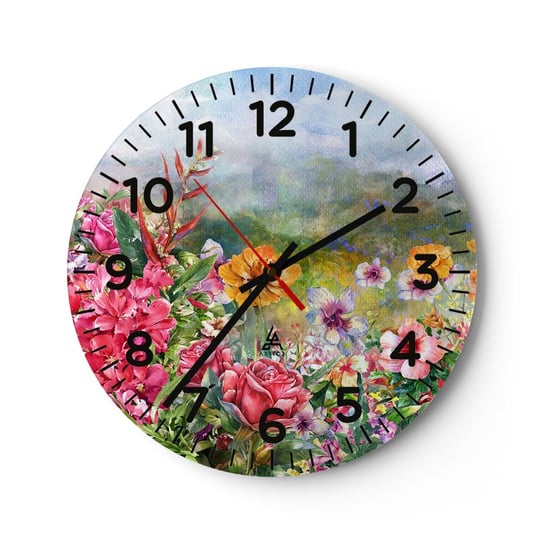 Zegar ścienny - Ogród, który oszalał - 30x30cm - Kwiaty Ogród Natura - Okrągły zegar ścienny - Nowoczeny Stylowy Zegar do salonu do kuchni - Cichy i Modny zegar ARTTOR
