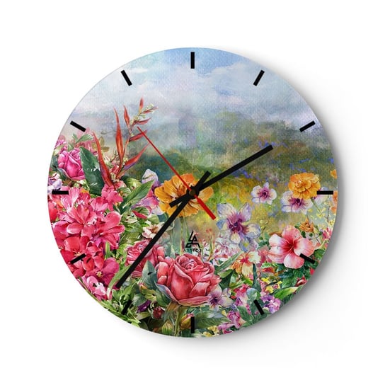 Zegar ścienny - Ogród, który oszalał - 40x40cm - Kwiaty Ogród Natura - Okrągły zegar ścienny - Nowoczeny Stylowy Zegar do salonu do kuchni - Cichy i Modny zegar ARTTOR