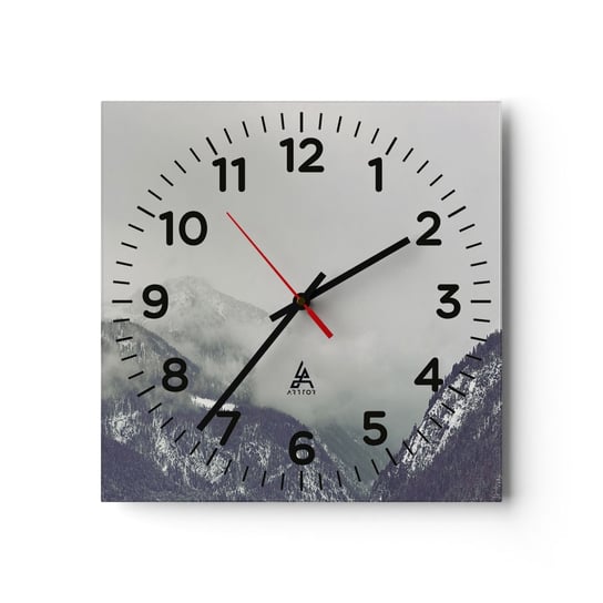 Zegar ścienny - Omglona dolina - 30x30cm - Góry Las Krajobraz - Kwadratowy zegar ścienny - Nowoczeny Stylowy Zegar do salonu do kuchni - Cichy i Modny zegar ARTTOR