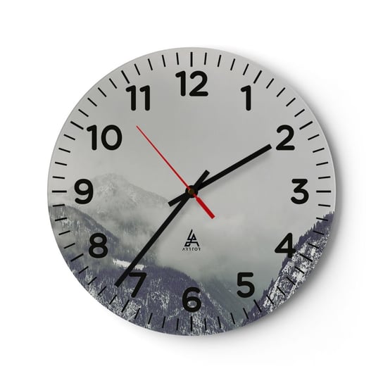 Zegar ścienny - Omglona dolina - 30x30cm - Góry Las Krajobraz - Okrągły zegar ścienny - Nowoczeny Stylowy Zegar do salonu do kuchni - Cichy i Modny zegar ARTTOR