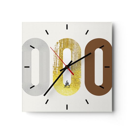 Zegar ścienny - Ooo! - 30x30cm - Abstrakcja Sztuka Nowoczesny Wzór - Kwadratowy zegar na szkle - Nowoczeny Stylowy Zegar do salonu do kuchni - Cichy i Modny zegar ARTTOR